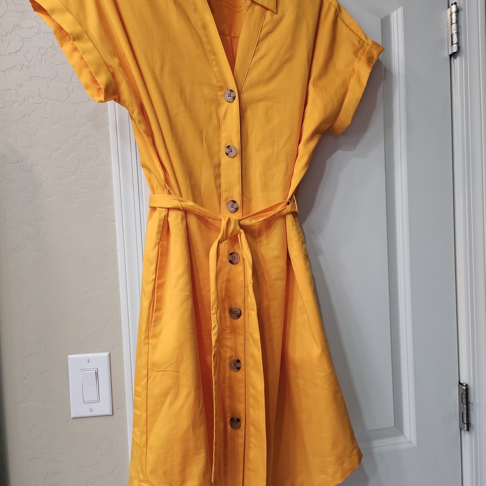 Nine West Yellow Button-Down Dress
